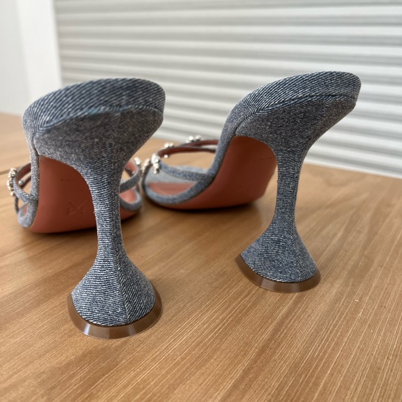 *SOLD* NEW Amina Muaddi Lily Crystal Embellished Slide Sandal (DENIM) SIZE US 9 - Picture 2 of 7